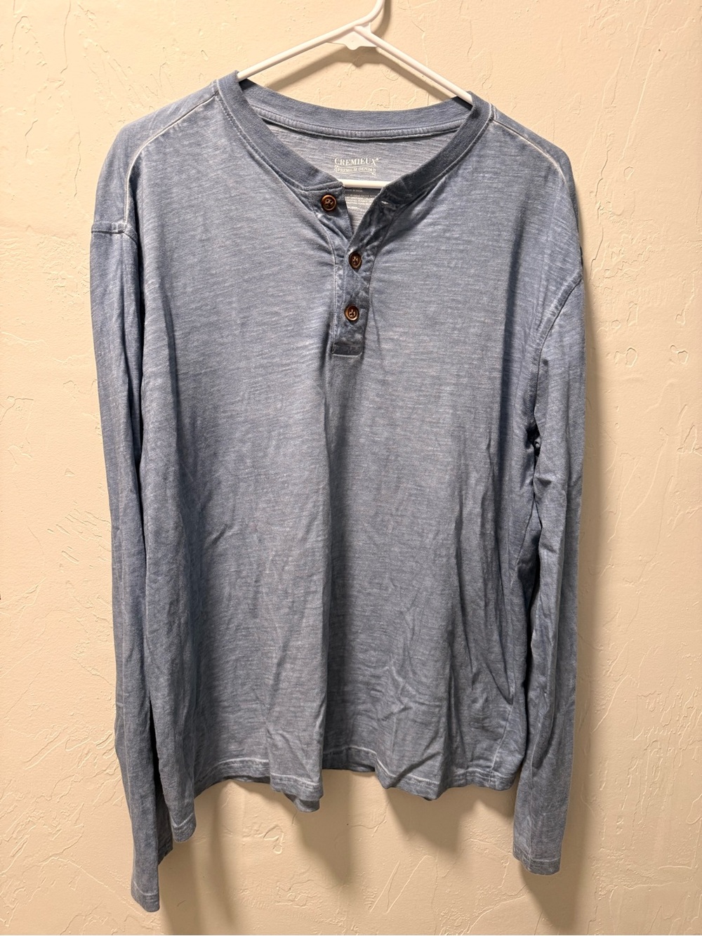 Cremieux Premium Denim Men's Sky Blue Long-Sleeve Henley